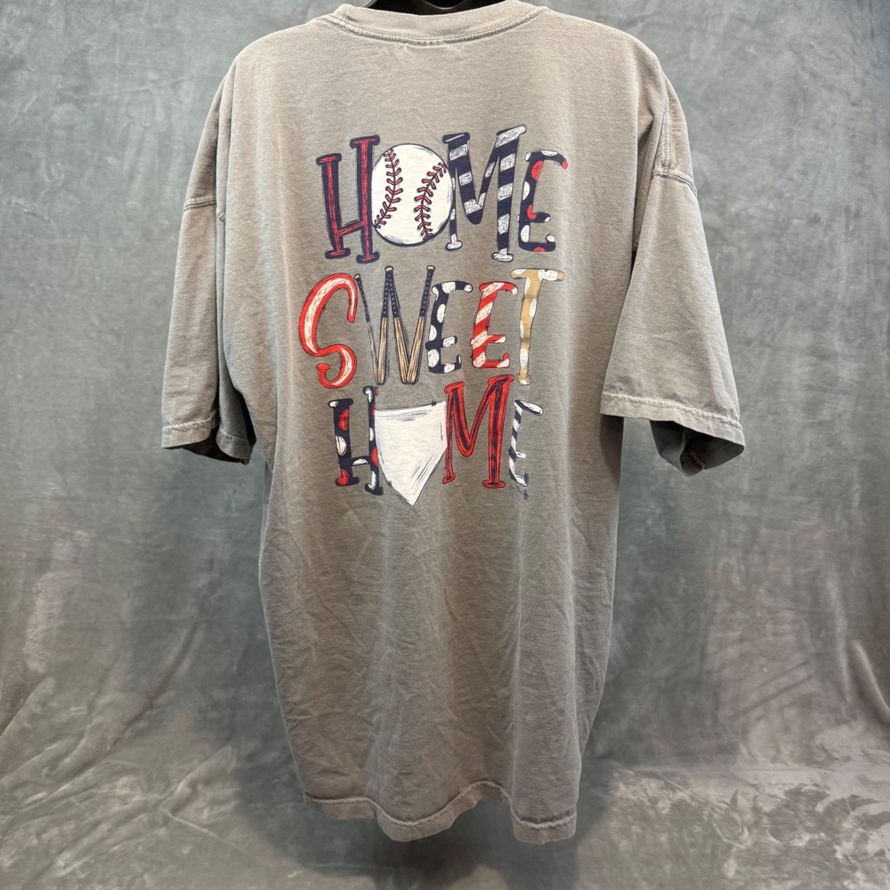 Comfort Colors Jane Marie Baseball Home Sweet Home Gray T-Shirt 2XL Heavyweight